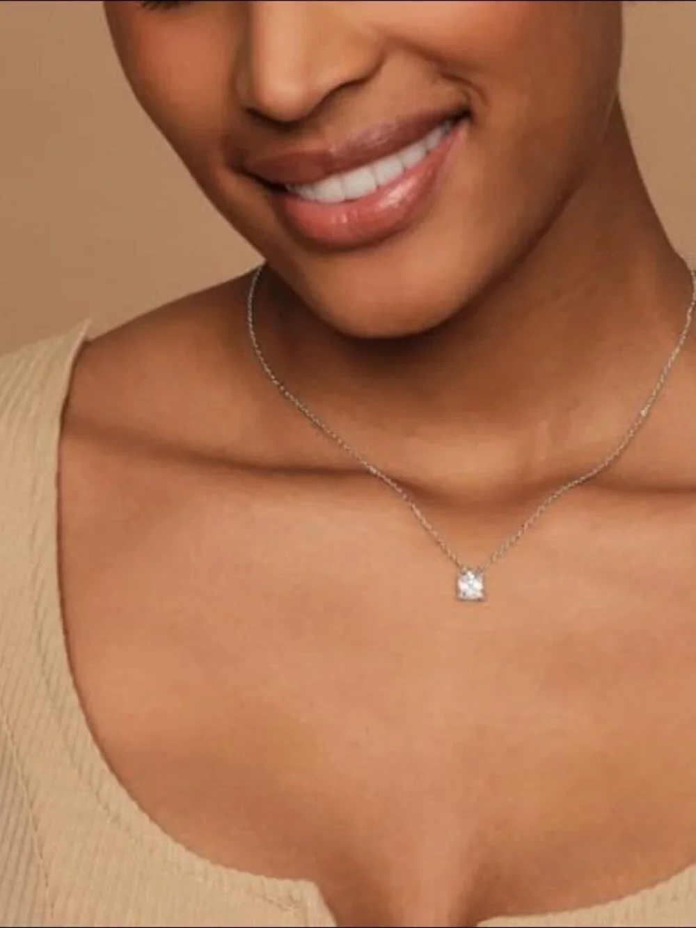 14K Gold Plated Cubic Zirconia Pendant Necklace Adjustable Slider